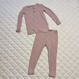 Kyte Baby Ribbed Henley Set in Blush Size 3T